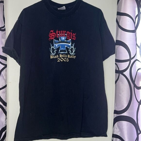 Vintage 2003 Black-Hills-Rally Sturgis-Motorcycle-Rally Graphic T-Shirt Large - Picture 1 of 9